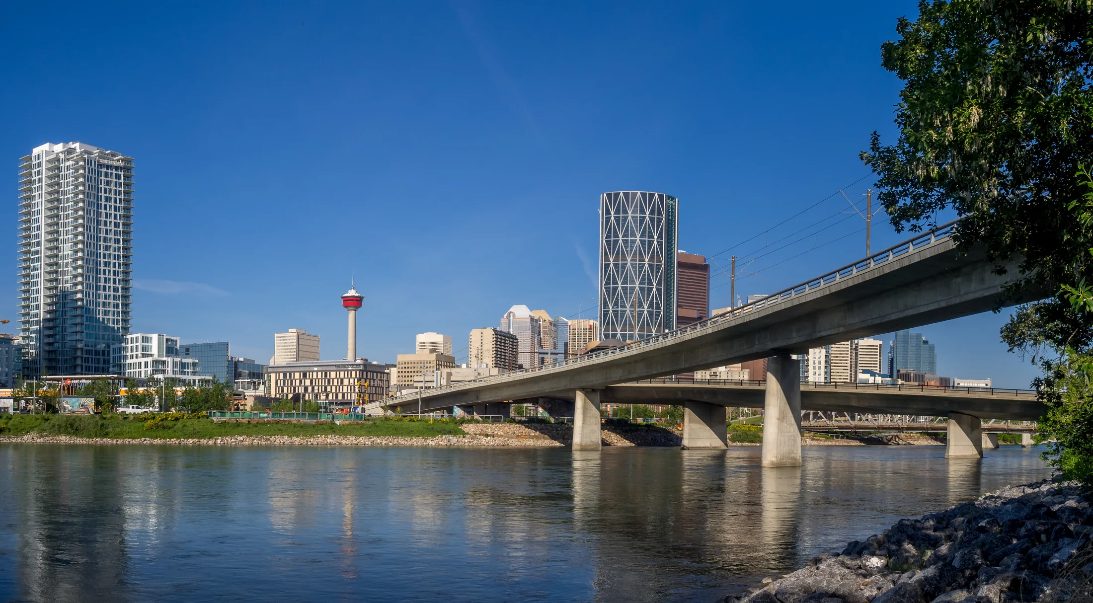 Calgary skyline near the Founders Immigration Services office